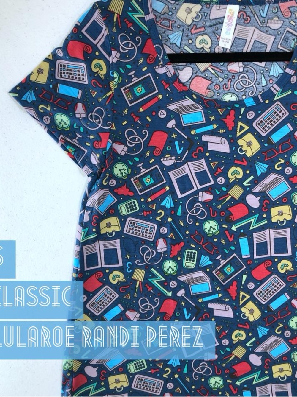 LuLaRoe Short Sleeve Top in Navy School Icons